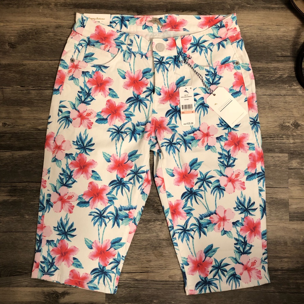 Nwt Tommy Bahama Long Jean Shorts Floral Size 28